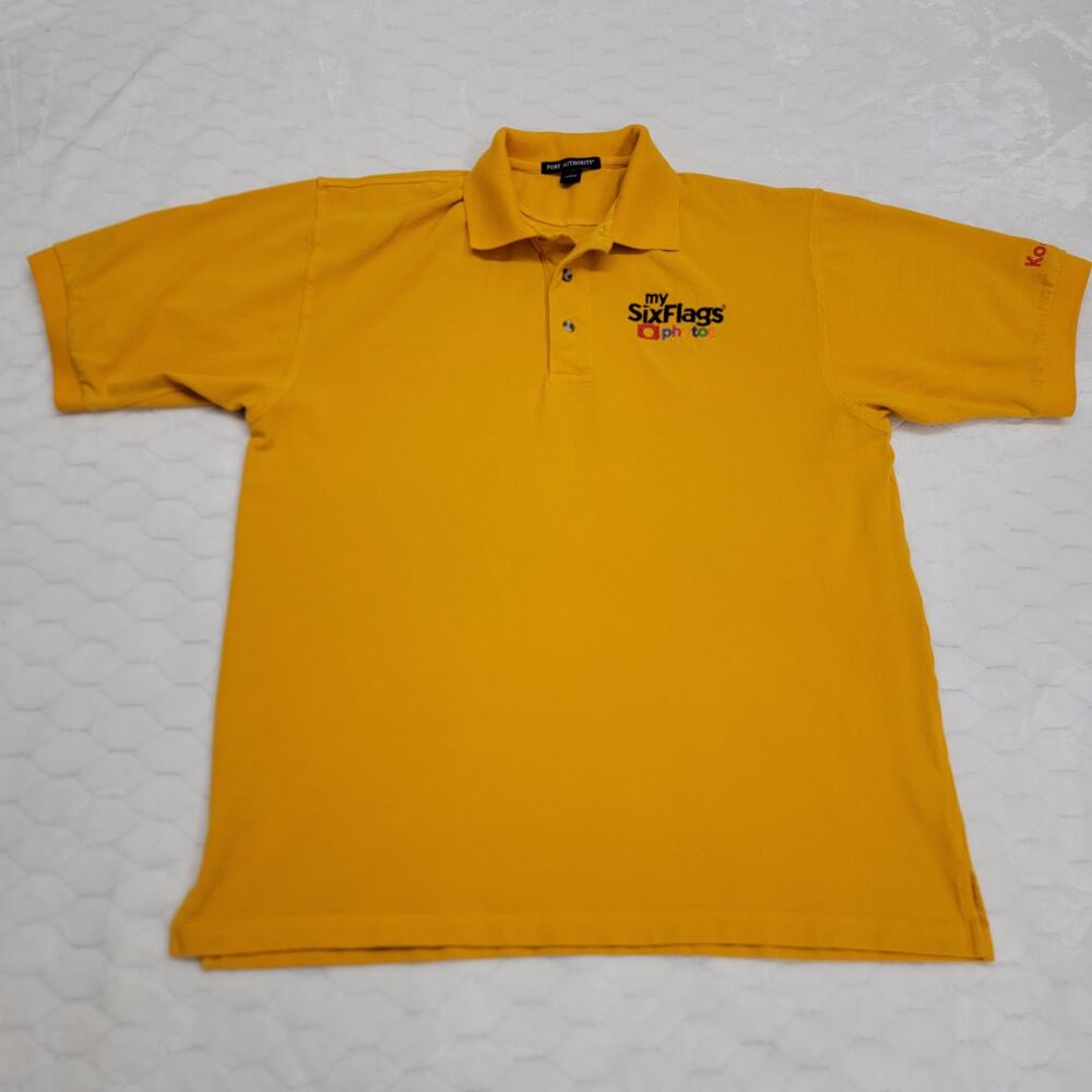 Six Flags Kodak Official Photographer Employee Polo Shirt Yellow Mens Large